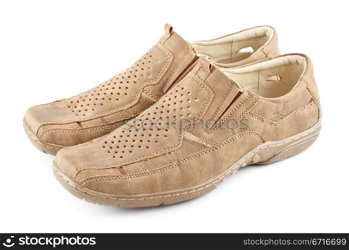 beige suede men shoes isolated on white