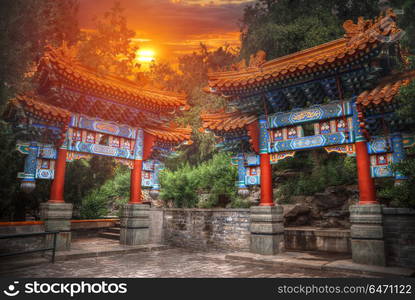 Beihai Park is the imperial garden to the north-west of the Forbidden City in Beijing. China. Beihai Park