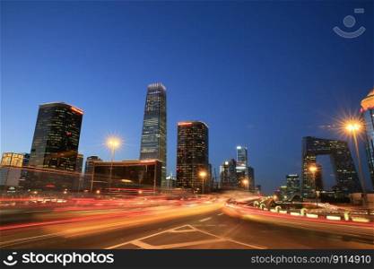 beijing eon night view traffic flow