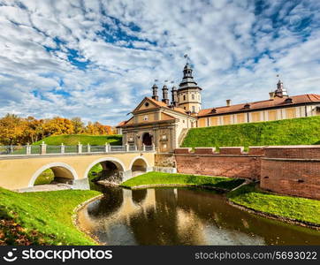 Belarusian tourist landmark attraction Nesvizh Castle - medieval castle in Nesvizh, Belarus