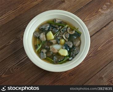 Belarussian traditional mushroom soup.close up