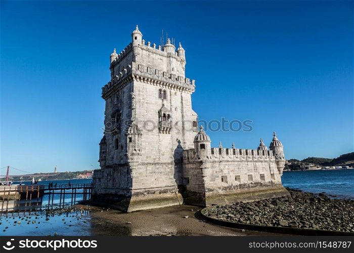 Belem Tower on the Tagus river in Lisbon, Portugal