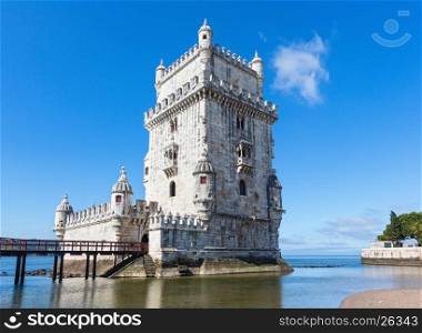Belem Tower (or the Tower of St Vincent) on bank of Tagus River in Lisbon, Portugal. Built between 1515-1521 by Francisco de Arruda.