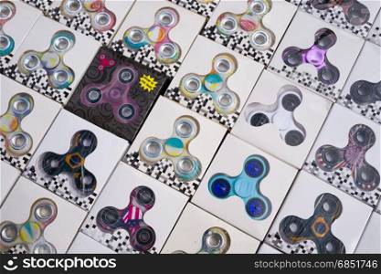 BELGIUM - BOMAL SUR OURTHE - JUNE 4, 2017: Spinners on the sunday market at Bomal Sur Ourthe in Belgium.