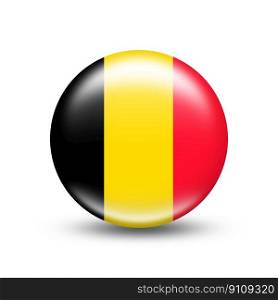 Belgium country flag in sphere with white shadow - illustration. Belgium country flag in sphere with white shadow