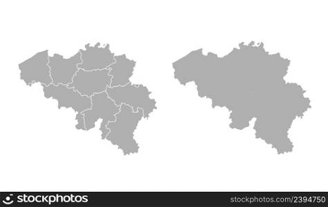 Belgium map in gray isolated on a white background. Belgium map in gray on a white background