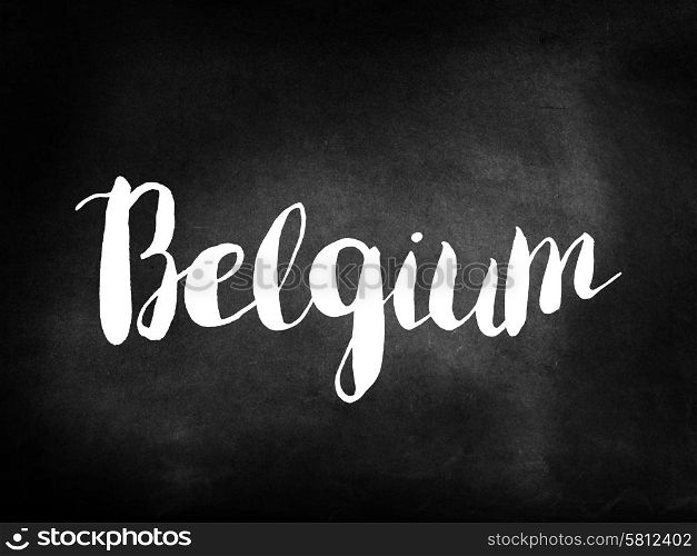 Belgium written on a blackboard
