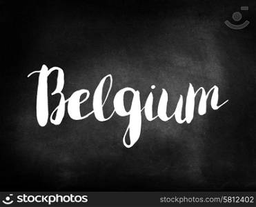 Belgium written on a blackboard