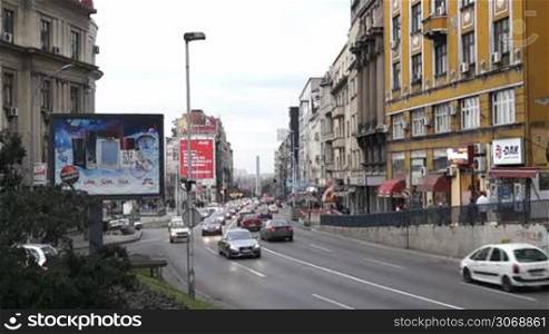 BELGRADE - JANUARY 12: Brankova street leading to Branko&acute;s bridge in Belgrade, Serbia on 12 January 2014
