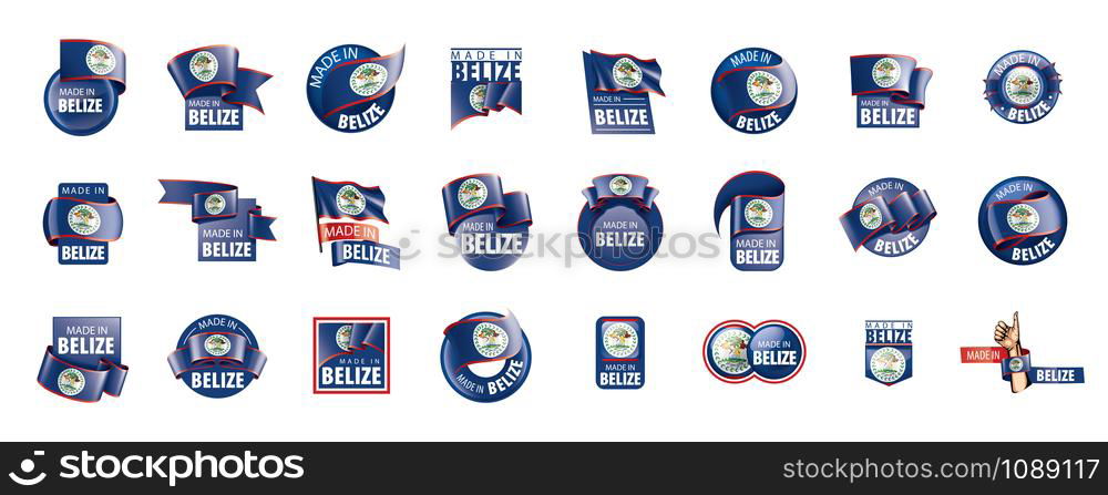 Belize national flag, vector illustration on a white background. Belize flag, vector illustration on a white background