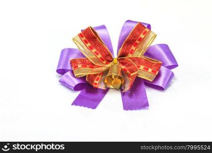 bell and ribbon with bow isolated on white