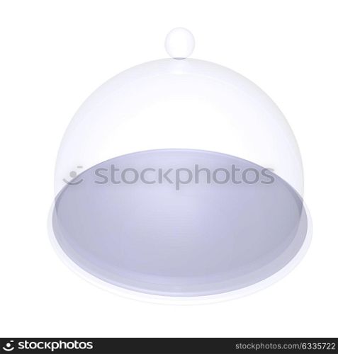 Bell jar empty, isolated over white, 3d render, square image