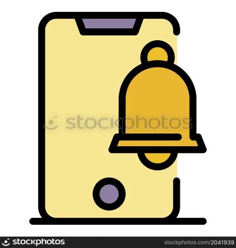 Bell message alert icon. Outline bell message alert vector icon color flat isolated. Bell message alert icon color outline vector
