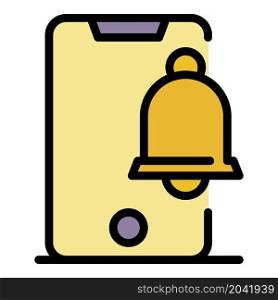 Bell message alert icon. Outline bell message alert vector icon color flat isolated. Bell message alert icon color outline vector