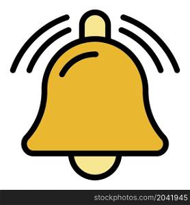 Bell notification sound icon. Outline bell notification sound vector icon color flat isolated. Bell notification sound icon color outline vector