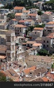 Bell tower and houses of Hvar, Croatia