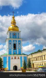 Bell tower at St. Michael monastery in Kiev, Ukraine in a sunny day