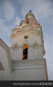 Bell tower of a church, Iglesia Del Sagrario, Cathedral of Quito, Plaza de Independencia, Historic Center, Quito, Ecuador