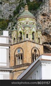 Bell tower of Amalfi Cathedral (or Saint Andrew Cathedral). Build in 9th century.
