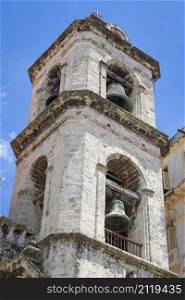 Bell tower of cathedral in Havana,Cuba. The Church of St. Christopher. The historical center of the old Cuba.