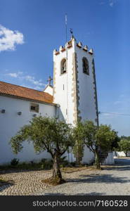Bell tower of the Parish Church of Our Lady of the Assumption in Tentugal, Coimbra, Portugal