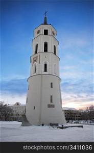 Bell tower on Cathedral Square in Vilnius, Lithuania