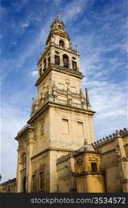 Bell Tower (Spanish: Torre de Alminar) of the Mezquita Cathedral (The Great Mosque) in Cordoba, Spain.