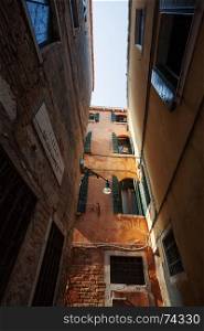 Bella Italia series - Venetian houses at Calle Morosina, low angle view. Venice, Italy - October 06, 2012