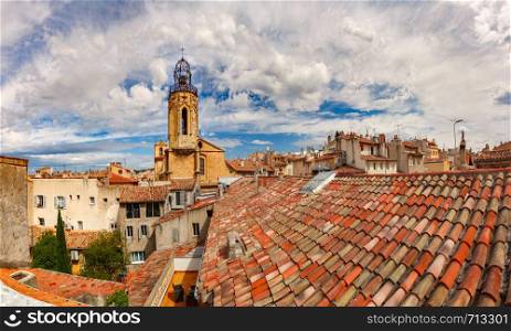 Belltower of church of the Holy Ghost in Aix-en-Provence, Provence, France. Church in Aix-en-Provence, France