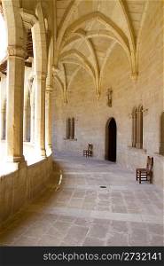 Bellver Castle Castillo cloister corridor in Majorca at Palma de Mallorca Balearic Islands