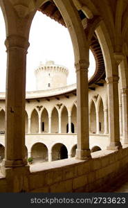 Bellver Castle Castillo cloister corridor in Majorca at Palma de Mallorca Balearic Islands