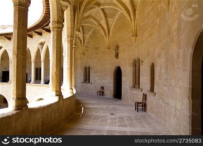 Bellver Castle Castillo cloister corridor in Majorca at Palma de Mallorca Balearic Islands