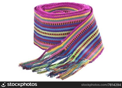belt colored threads woven on white background