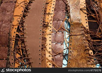 belt leather goods brown color with fringes in a row