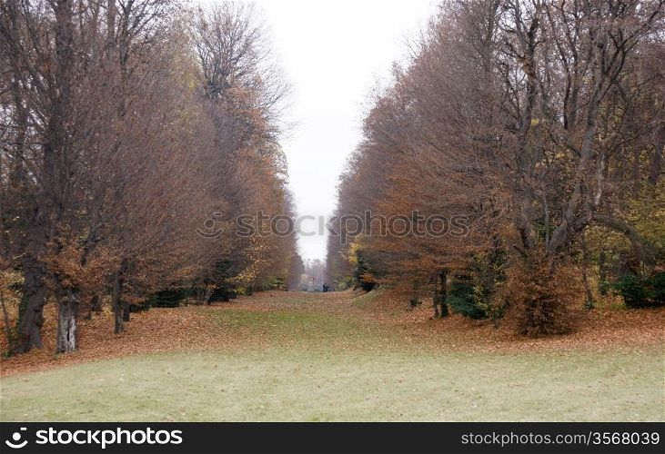Belvedere park near palace during Vienna autumn vacation