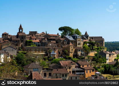 Belves, France - 11 May, 2022  view of the idyllic French country town of Belves in the Dordogne Valley