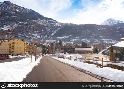 Benasque village Benas skyline in Huesca Pyrenees of Spain