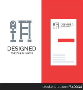 Bench, Bus, Station, Stop Grey Logo Design and Business Card Template