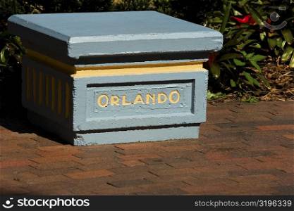 Bench in a park, Lake Eola Park, Orlando, Florida, USA