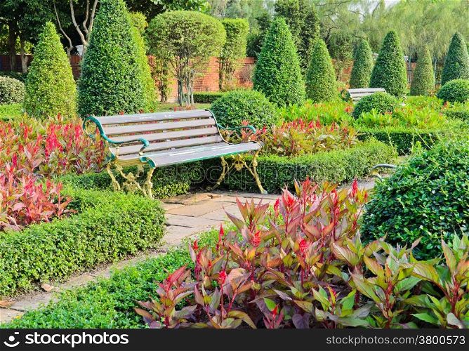 Bench in the ornamental garden