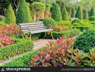 Bench in the ornamental garden