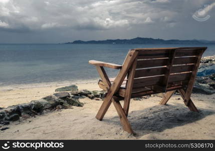 Bench on the tropical beach. Bench on the beach
