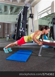 bench triceps push up push-up woman at gym workout exercise