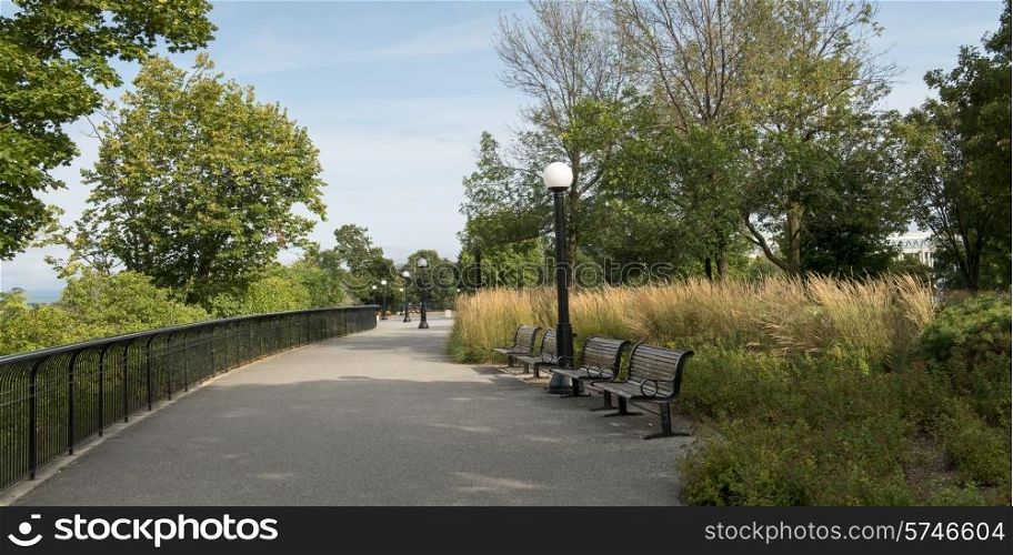 Benches in a park, Majora Hill Park, Parliament Hill, Ottawa, Ontario, Canada