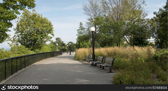 Benches in a park, Majora Hill Park, Parliament Hill, Ottawa, Ontario, Canada