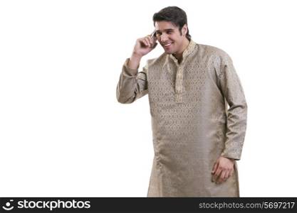 Bengali man talking on a mobile phone