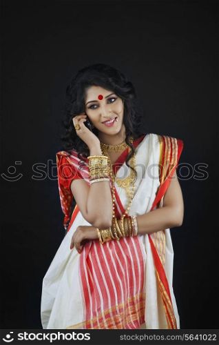 Bengali woman talking on a mobile phone