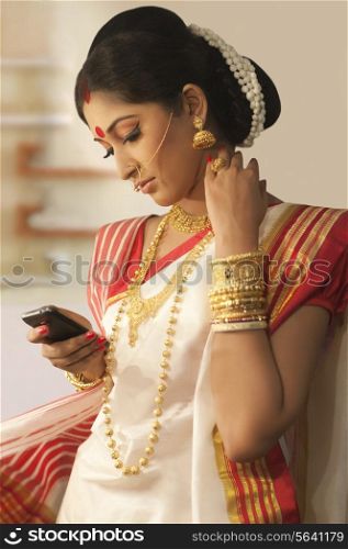 Bengali woman with a mobile phone