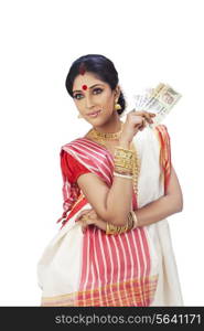 Bengali woman with currency