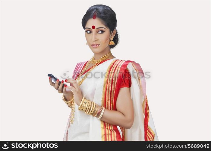 Bengali woman with mobile phone